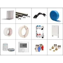 m2 Set Tackersystem Faltplatte 30 mm WLG 045 16x2 PE-RT Rohr Raster 10 cm 4 Heizkreise LCD Regler 230 V + Zubehör 40