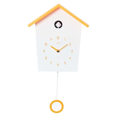 Cuco Clock Kuckucksuhr Landhaus 46,5 × 27 × 7,8cm - Moderne Kuckucksuhr mit Nachtruhefunktion, fröhlichem Vogelgezwitscher und individuell regulierbarer Lautstärke – ideal für jedes Zuhause.
