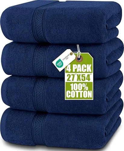 Utopia Towels - 4er-Pack Badetücher Set Premium 100% ringgesponnene Baumwolle 69 x 137 cm Handtücher, sehr saugfähig, weiches Gefühl Duschtücher (Marineblau)