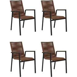Gardissimo HELENA 4x Alu Stapelsessel mit Rope Bespannung & Teak-Armlehnen terracotta - 4er-Set Stapelsessel Helena: wetterfestes Aluminiumgestell, bequeme Rope-Bespannung und stilvolle Teak-Armlehnen. Ideal für Garten, Balkon und Terrasse – für entspannte Stunden im Freien.