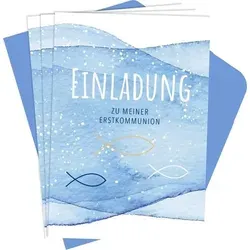Einladung zu meiner Erstkommunion: 8 Einladungskarten mit Umschlag | mit Goldfolie geprägte Einladungen zur Erstkommunion | 8 Klapp-Karten mit Umschlag (Geschenke zur Erstkommunion)