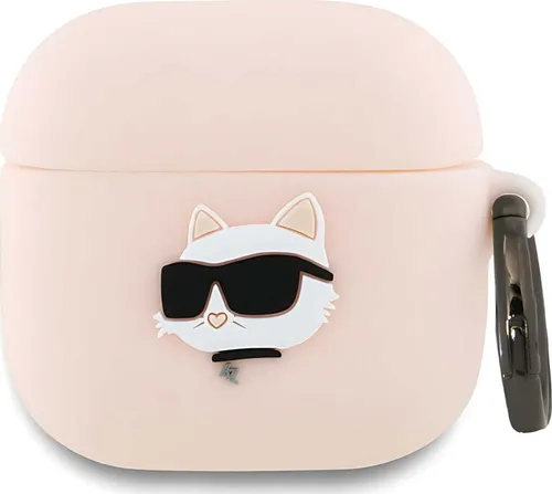 Karl Lagerfeld Kla4Runchp Airpods 4       Cover Róowy/Pink Silicone Choupette Head 3D
