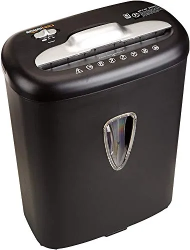 Amazon Basics Hochsicherheits-Kreuzschnitt-Aktenvernichter - Aktenvernichter für 7-8 Blätter, zerschneidet auch Kreditkarten. Sicherheitsgrad P3 und 15,5 l Fassungsvermögen. Ideal für sicheres Dokumentenmanagement zu Hause oder im Büro.