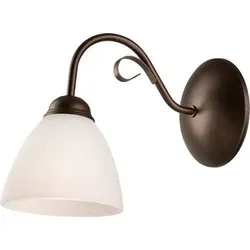 Wandleuchte ADELLE BRAUN E27 – dimmbar, stilvolles Design - Die dimmbare Wandleuchte ADELLE BRAUN mit E27-Fassung bietet eine elegante Beleuchtungslösung. Maße: 26x23 cm, aus lackiertem Stahl und Glas, ideal für gemütliche Atmosphäre.
