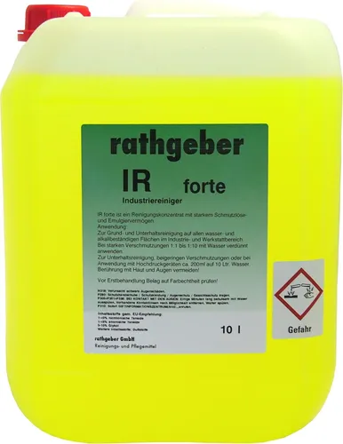 Reinigungskonzentrat 'IR Forte' 10,0 l PE-Kanister - Effektives Reinigungskonzentrat für die Unterhaltsreinigung, ideal für den Einsatz mit Hochdruckgeräten. Hochkonzentriert und vielseitig einsetzbar.
