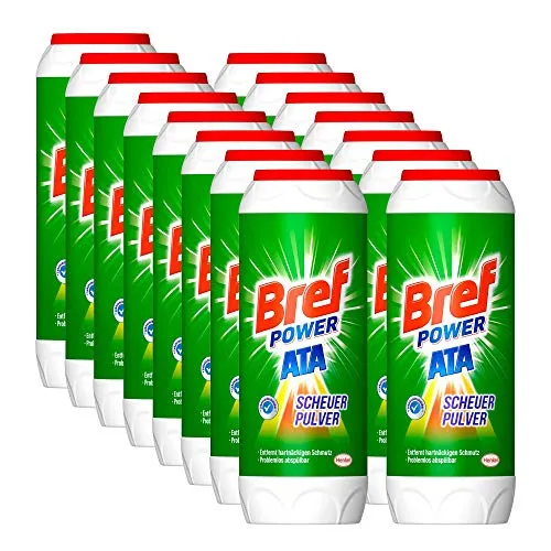 Bref Power ATA Scheuerpulver 3 x 500g - Effektive Reinigung - Allzweckreiniger für gründliche Entfernung von hartnäckigen Verschmutzungen und Kalk. Leicht abspülbar mit erfrischendem Zitrusduft für ein sauberes Zuhause.