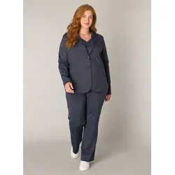 Jackenblazer BASE LEVEL CURVY "Leah" Damen Gr. 48 - Dunkelblau - Business-Mode für Damen, hüftbedeckend mit Reverskragen und elastischem Webstoff für optimalen Tragekomfort.