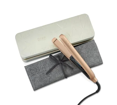 Diva Glätter Precious Metals rose gold - Glätteisen mit Macadamia und Arganöl für glattes, glänzendes Haar. Schnelles Aufheizen in 18 Sekunden und digitales Temperaturregler für optimale Styling-Ergebnisse.