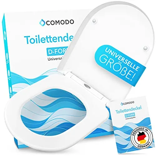 Comodo Toilettendeckel mit Absenkautomatik - Antibakterieller Duroplast WC Sitz - WC-Sitze mit universeller Passform und bis zu 150 kg Belastbarkeit, ausgestattet mit Soft-Close Funktion für sanftes Schließen und Quick Release für einfache Reinigung.