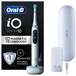Oral-B iO10 Stardust White Elektrische Zahnbürste - Elektrische Zahnbürste mit iO SENSE Technologie für personalisierte Reinigung und 100% mehr Plaqueentfernung in nur 1 Woche. Ideal für gesunde Zähne und Zahnfleisch.