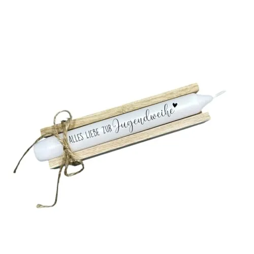 AWASG Kerze mit Spruch Jugendweihe - Stabkerze als Geschenk Mädchen Jungen - Alles Liebe zur Jugendweihe