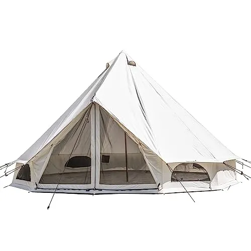 Skandika Tipi Jatuni 400 Protect für bis zu 8 Personen | Mischgewebe aus Baumwolle und Polyester, 4000 mm Wassersäule, Moskitonetz, eingenähter Zeltboden | Glampingzelt, Festivalzelt