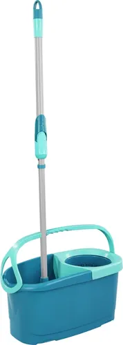 Leifheit Set CLEAN TWIST Disc Mop Ergo 2.0 - Bodenwischer mit Click-System für nebelfeuchte Reinigung, rückenschonend mit ausziehbarem Stiel 109-140cm