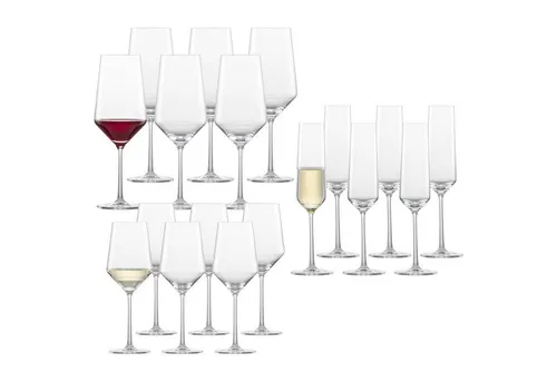 Zwiesel Glas PURE Wein- und Sektgläserset 18-teilig - Gläser Set mit 18 Teilen, spülmaschinenfest und ideal für Weinkenner, um Aromen perfekt zur Geltung zu bringen.