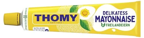 THOMY Delikatess-Mayonnaise 200ml Tube - Cremige Mayonnaise aus natürlichen Zutaten, ideal für Salate und Sandwiches. Ohne Konservierungsstoffe und in einer recycelbaren Tube.