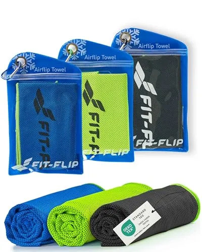 Fit-Flip Kühltuch 3er Set – kühlendes Handtuch für Sport und Fitness - Handtücher für optimale Kühlung ohne Chemie, ideal für Sport und Outdoor-Aktivitäten. Mit natürlichem Kühleffekt durch spezielle Mesh-Struktur und wasserfester Tasche für einfachen Transport.