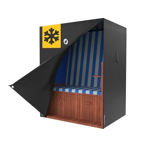 VERDOBA Premium Strandkorb Schutzhülle - Winterfest & Wasserdicht - Abdeckhauben für Strandkörbe mit robustem 600D Oxford Gewebe, UV-Schutz und seitlichen Belüftungsfenstern für optimale Luftzirkulation.