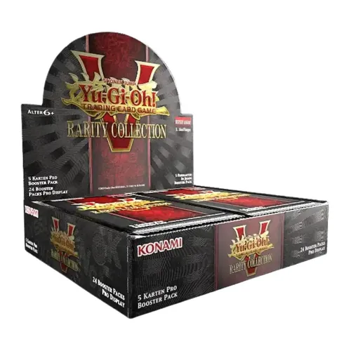 Yu-Gi-Oh! Rarity Collection V Booster Display (Englisch) - Erlebe spannende Duelle mit der Yu-Gi-Oh! Rarity Collection V. Dieses Booster Display bietet eine Vielfalt an Karten für Sammler und Spieler, hergestellt von Konami.