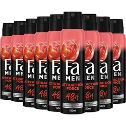 Fa Men Deodorant & Bodyspray Attraction Force 150 ml - Deo-Spray für Männer mit verführerischem Duft, bietet bis zu 48h Schutz ohne Aluminium und hinterlässt keine Rückstände. Hautfreundlich und vegan.