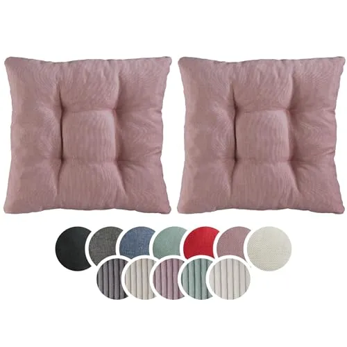sleepling 2er Set Stuhlkissen 38x38 cm, Sitzkissen für Stuhl & Bank 38 x 38 cm, Weicher Möbelstoff, Indoor & Outdoor, Made in EU, Oeko-Tex, waschbar bis 30 Grad, Altrosa