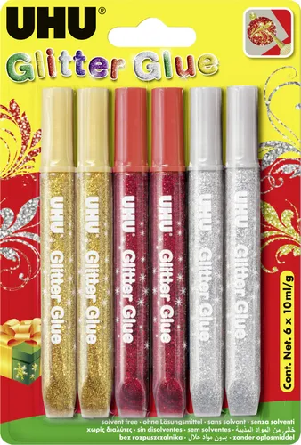 UHU Glitter Glue 6 x 10 ml