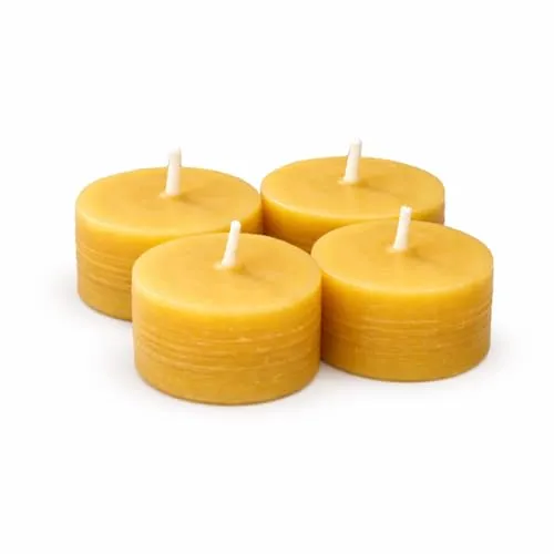 Carmen's Luxury-Candles Beeswax Tealight Candle 4er SET – Teelichter aus Reinem Bienenwachs, Handgefertigte Natürliche Kerzen, Lange Brenndauer, ohne Duftstoffe, Ideal für Zuhause, Spa & Geschenkidee