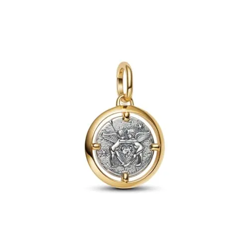 PANDORA ME Amor Medaillon-Charm - Bead Charm für Damen, handveredeltes Medaillon mit lateinischer Gravur „AMOR FATI“ – eine kraftvolle Erinnerung an das Schicksal, kompatibel mit Pandora ME und Moments Kollektion.