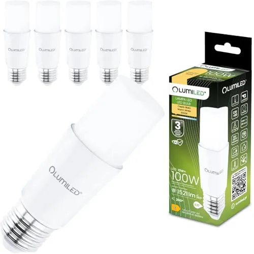 Lumiled 6x E27 LED Lampe Stabform 13W ersetzt 100W 1521lm 3000K Warmweiß Stick Maiskolben Leuchtmittel Energiespar Lichtquelle Blendfreie Beleuchtung T45 Stablampe