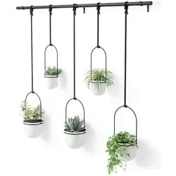 Umbra Triflora Vase - 5er Hängeblumentopf in Weiß - Wandvase aus robustem Stahl, ideal für kreative Pflanzenarrangements und zur Verschönerung deiner Wände im Garten oder Zuhause.