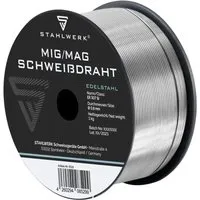 STAHLWERK Schweißdraht 0,8 mm MIG MAG Edelstahl ER307 Si - 1 kg Drahtrolle - Schweißgeräte Zubehör, ideal für Fülldraht-Schweißgeräte mit hoher chemischer Reinheit für saubere Schweißnähte und Temperaturen bis 1400 °C.