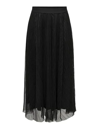 ONLY Rock "Lavina" in Schwarz - L - Eleganter ausgestellter Rock mit elastischem Bund in klassischem Schwarz, ideal für vielseitige Outfits.