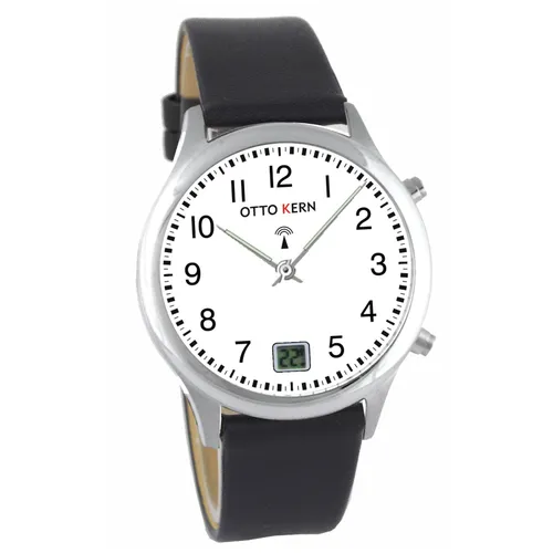Otto Kern Funkuhr Design mit Datumsanzeige - Elegante Armbanduhr mit analoger und digitaler Anzeige, DCF77 Empfang und stilvollem Lederarmband – perfekt für jeden Anlass.
