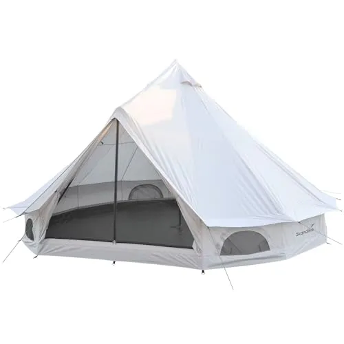 Skandika Tipi Kuopio 400 Protect für 8 Personen | Camping Zelt, recyceltes Oxford-Zeltmaterial, 250 cm Stehhöhe, 3000 mm Wassersäule, Moskitonetz, eingenähter Zeltboden | Glampingzelt, Familienzelt