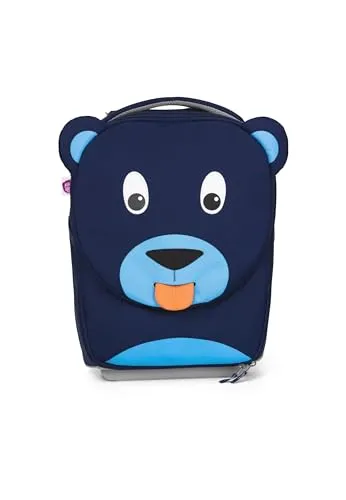 Affenzahn Kinderkoffer Bär - Blau, Handgepäck Kindertrolley - Kindergepäck mit 18 Litern Volumen, leicht transportierbar dank Rollen und Tragegurt, entspricht Handgepäck-Richtlinien für Reisen mit Airlines.