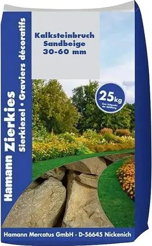 Kalksteinbruch Sandbeige 30-60 mm 25 kg