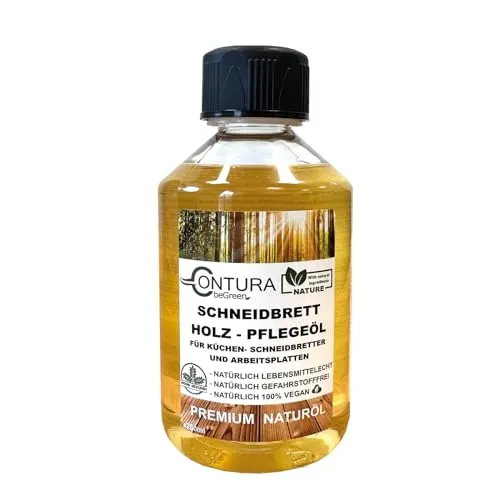 Contura Schneidebrett Pflegeöl 125ml - Lebensmittelechtes Holzöl - Holzöle für Küchenutensilien, schützt und pflegt Holzoberflächen nachhaltig, lebensmittelecht und umweltfreundlich, ideal für Schneidebretter und Arbeitsplatten.