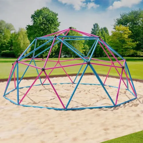 VESKA Klettergerüst Dome Climber - Kinder Kletterkuppel Geodome in Blau/Rosa Ø 360 cm - Schaukeln - Robuste Kletterkuppel aus Stahl, ideal für abenteuerliche Spielstunden im Freien, geeignet für Kinder ab 3 Jahren.
