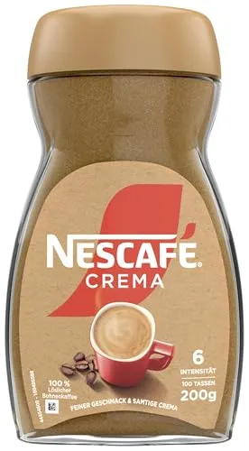 Nescafe Kaffee Classic Crema, 200g - Instantkaffee mit milder Röstung aus hochwertigen Robusta- und Arabica-Bohnen. Vollmundiger Geschmack und verführerische Crema für den perfekten Kaffeegenuss.
