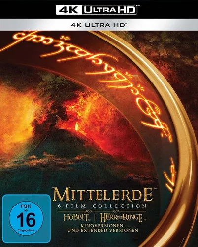 Mittelerde 6-Film Collection - 4K UHD Blu-ray - Erlebe die epische Saga von 'Der Herr der Ringe' in brillanter 4K UHD-Qualität. 6 Filme auf 15 Blu-rays, ideal für Fans von Action, Abenteuer und Fantasy.