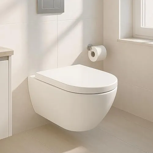 NEG Design Hänge-WC Uno11RL mit Soft-Close-Sitz - Sanitäranlagen & Zubehör - Randloses Design für optimale Spülergebnisse, hygienische Nano-Versiegelung und leise Spülung. Einfach zu reinigen dank abnehmbarem Soft-Close WC-Sitz.