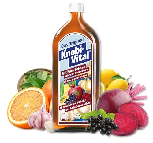 KNOBIVITAL Rote Bete & Schwarze Johannisbeere 960 ml - Gesunder Saft mit wertvollen Inhaltsstoffen, ideal zur Förderung des Wohlbefindens und der Vitalität.