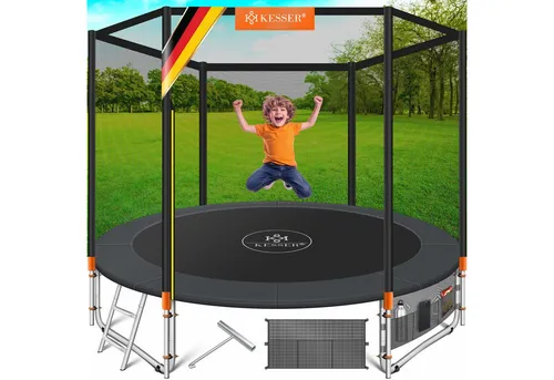 KESSER® Trampolin Outdoor Ø 244/305/366/427 cm Komplettset - Trampolin mit Sicherheitsnetz und Leiter, extrem stabil mit 150 kg Belastbarkeit und einfacher Montage – ideal für sicheres Springen für Groß und Klein.