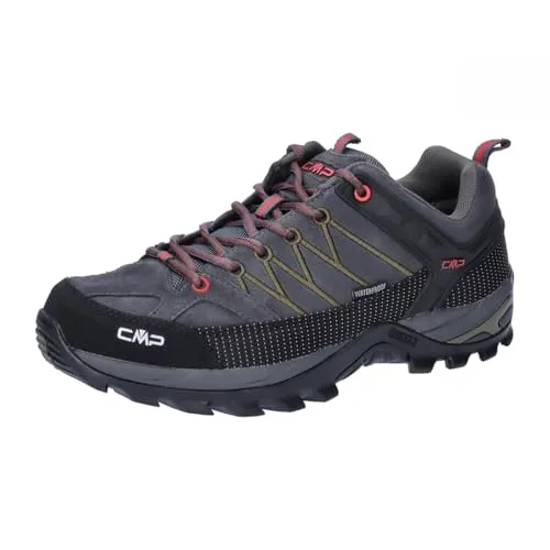 CMP Rigel Low Trekking Shoes WP titanio-chili (75US) 44 - Wasserdichte Wanderschuhe für Herren, ideal für Trekking und Outdoor-Aktivitäten. Mit CMP FullOn GRIP Sohle für optimalen Halt und extra Komfort durch Knöchelstütze.