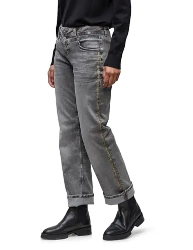 Street One Damen Straight Leg Jeans - Light Grey Washed, 31W x 28L - Stylische Jeans im Casual Fit mit Mid Waist und Straight Legs, ideal für lässige Outfits. Die graue Waschung und das Tape Detail verleihen einen modernen Look.