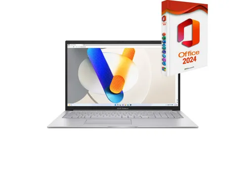 Asus VivoBook X170 - Intel Core i5-1335U, 17.3 Zoll Notebook - Laptops mit 17.3 Zoll Full HD IPS-Display, 500 GB SSD und vorinstalliertem MS Office 2024 für effizientes Arbeiten und Lernen, inklusive beleuchteter Tastatur für angenehmes Tippen.