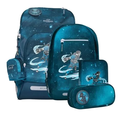 Beckmann Active Air FLX 20-25L Ninja Master Schulrucksack 4tlg. Set - Schulranzen-Set mit ergonomischem Design, ideal für einen gesunden Rücken und optimale Luftzirkulation für Schulkinder.