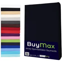 Buymax® Wasserbett Spannbettlaken Stretch 180x200-200x220 cm - Schwarz - Hochwertiges Stretch-Bettlaken aus 97% Baumwolle für perfekten Sitz auf Wasser- und Boxspringbetten. Pflegeleicht, waschbar bei 60 °C und bügelleicht. Ideal für Matratzen bis 35 cm Höhe.