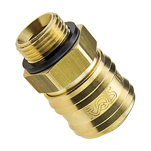Rectus Druckluftkupplung Stecknippel Schnellkupplung RQS Stecker aus Messing NW 7,2mm (3/8", Kupplung mit Aussengewinde)