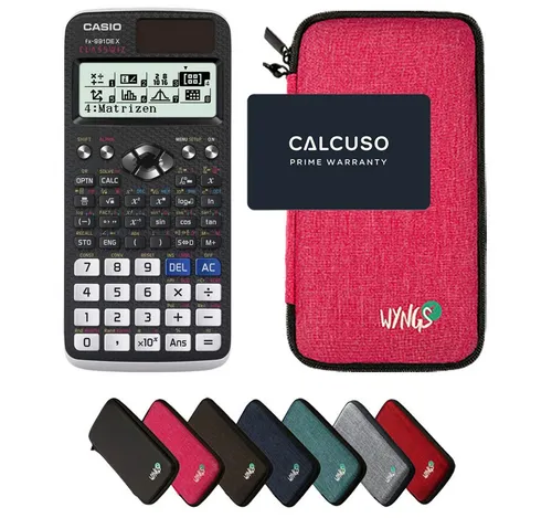 CASIO fx-991DE X Classwiz Taschenrechner mit WYNGS Schutztasche Pink - Taschenrechner der Spitzenklasse mit 696 Funktionen, innovativem LC-Display und QR-Code-Ergebnisvisualisierung. Inklusive robuster Schutztasche für optimalen Schutz und sichere Aufbewahrung.
