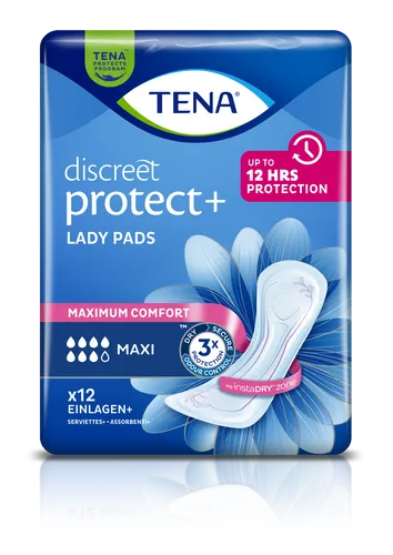 TENA Lady Discreet Maxi Sparpaket - 12 x 12 Stück, atmungsaktive und ultra-saugfähige Einlagen für ein sicheres und frisches Gefühl im Alltag